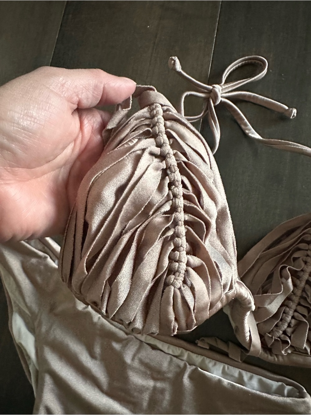 Pilyq Isla Macrame  Taupe Triangle Bikini Set - Picture 4 of 13